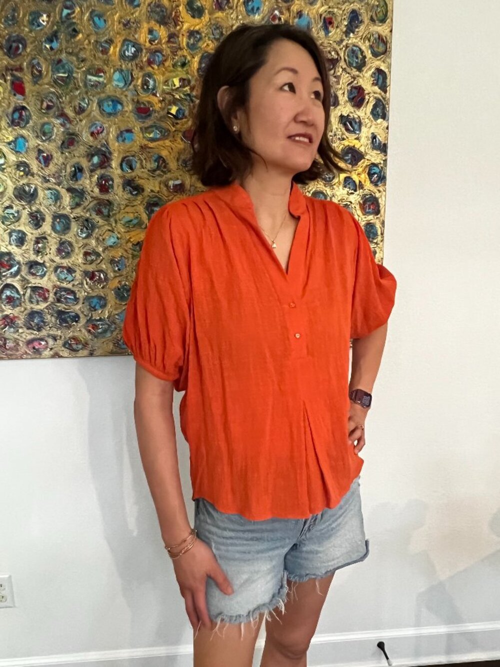 Solar Burnt Orange Linen Top